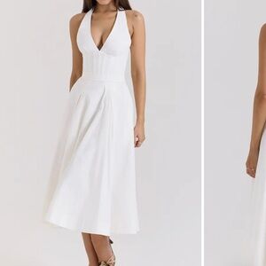 House of CB White Halter Midi Dress